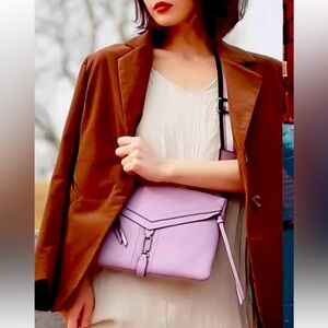 Botkier Pink Textured Crossbody Bag with Geometric Design